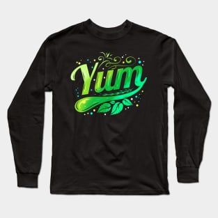 Green Leaves Yum Logo for Vegetarian - Go Vegan Long Sleeve T-Shirt